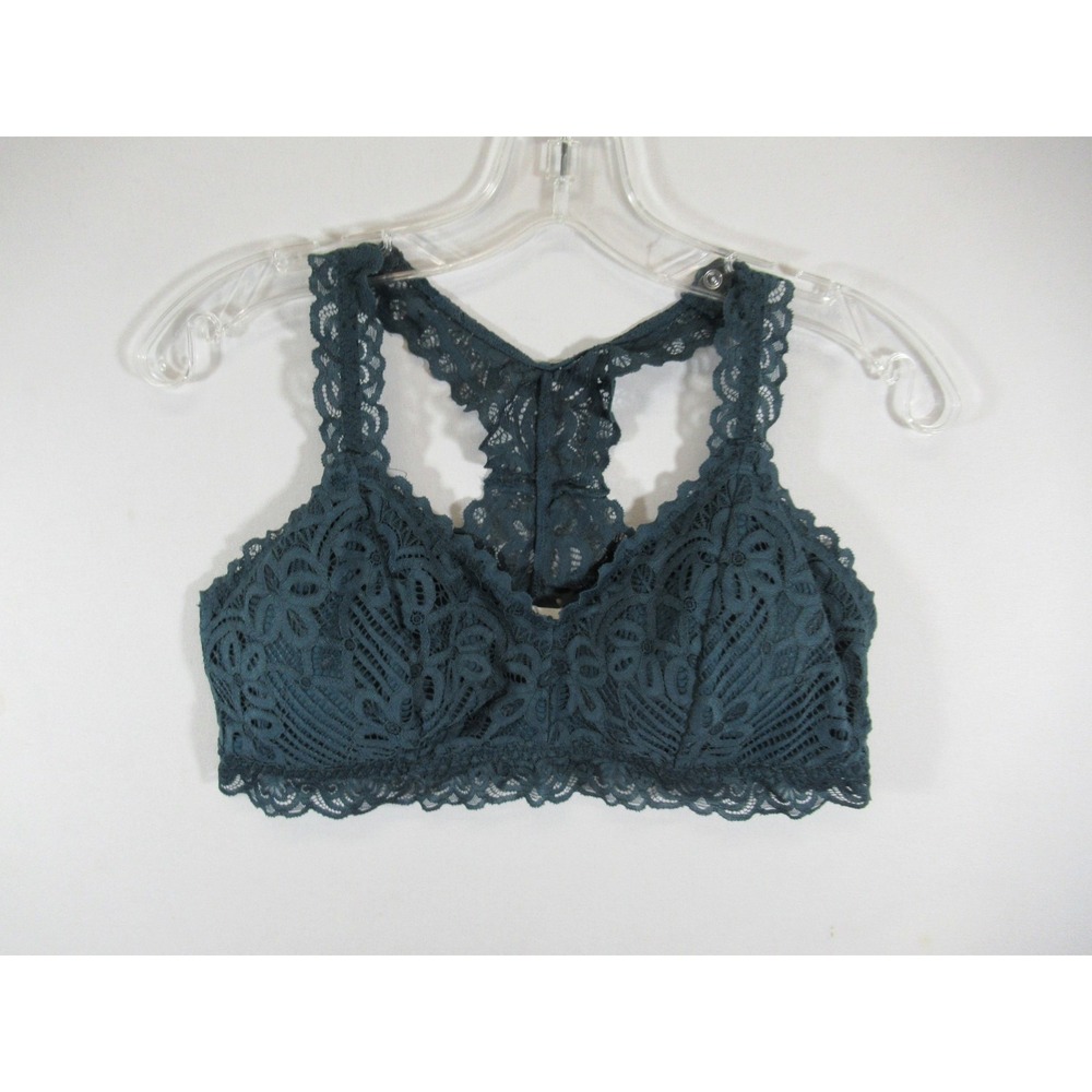 Maurices Lace Bralette Bra L Green Wireless Pullover Removable Pads Racerback